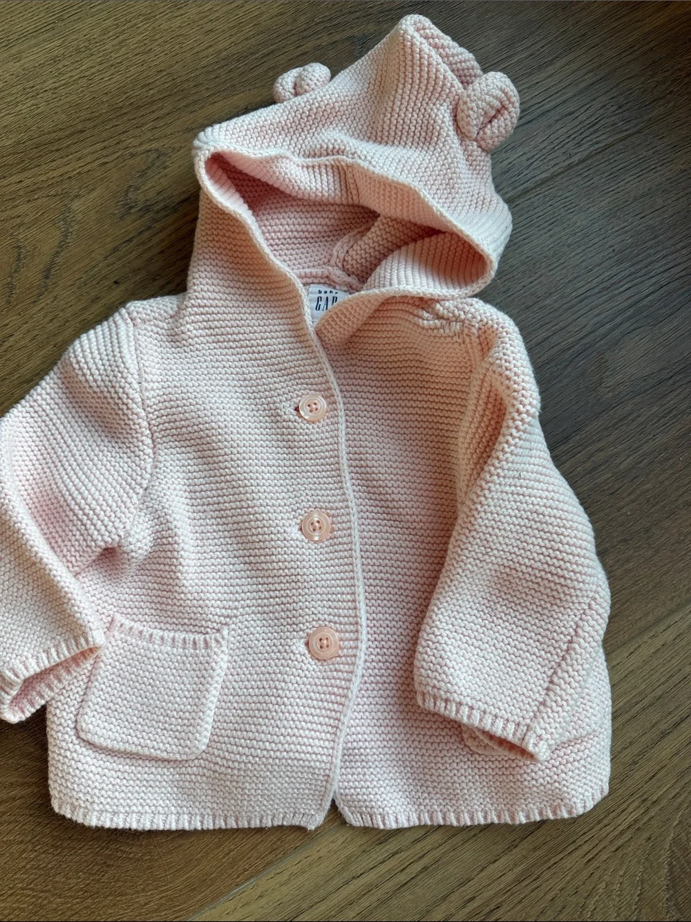 GAP Light Pink Knit Hooded Sweater with Ear Accents